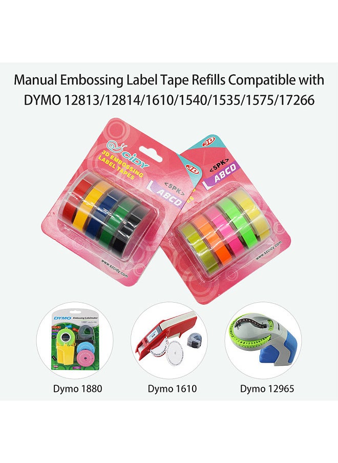 Generic 5 Pack Replacement for Label Maker Refills 9mm*300cm/Roll Manual Embossing Label Tape Refills Compatible with DYMO 12813/12814/1610/1540/1535/1575/17266  - Image 2