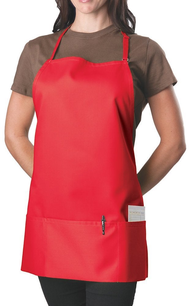 KNG Red 3 Pocket Adjustable Bib Apron for Men and Women