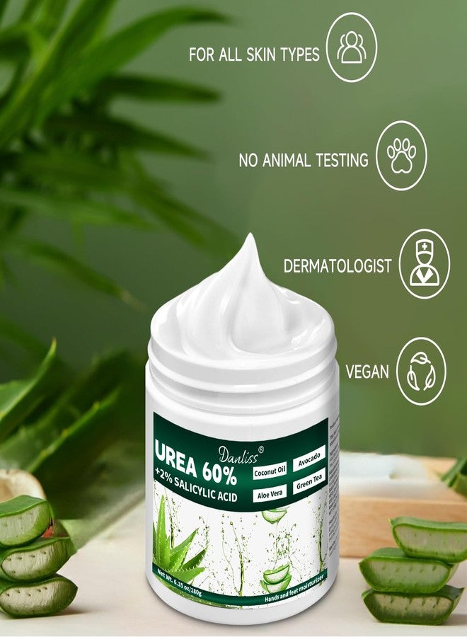 Danliss Urea Cream 60% with 2% Salicylic Acid - Unscented 60 Percent Urea Maximum Strength for Dry, Cracked Heels, Hands, Knees, and Elbows. Dead Skin Remover & Callus Repair Treatment 6.35 oz - Image 5