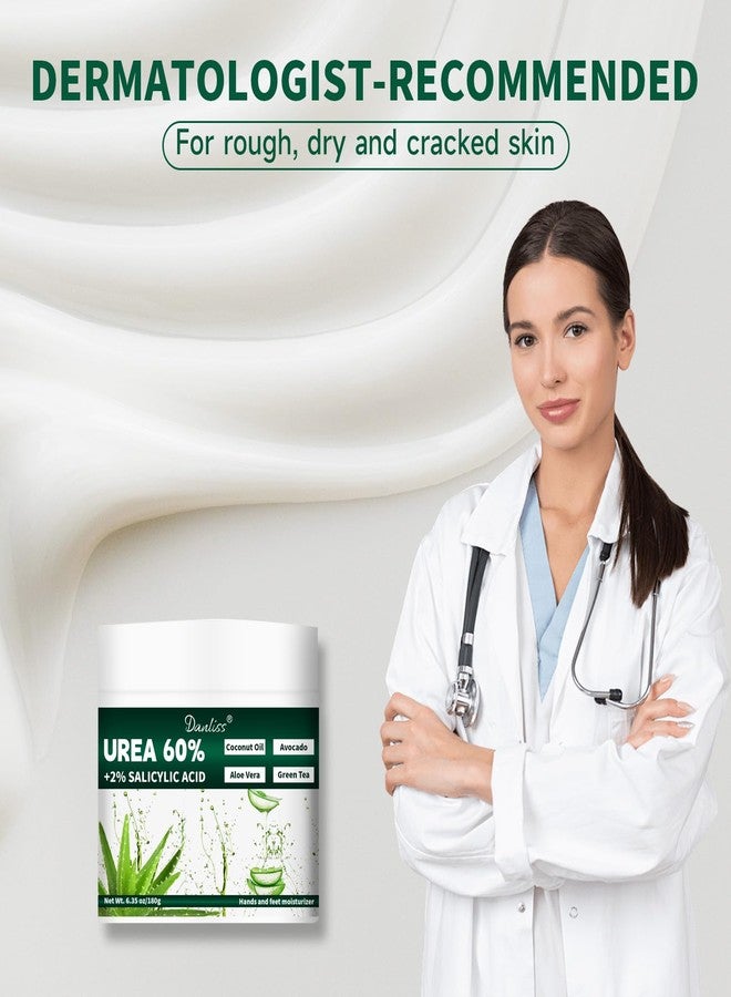 Danliss Urea Cream 60% with 2% Salicylic Acid - Unscented 60 Percent Urea Maximum Strength for Dry, Cracked Heels, Hands, Knees, and Elbows. Dead Skin Remover & Callus Repair Treatment 6.35 oz - Image 2
