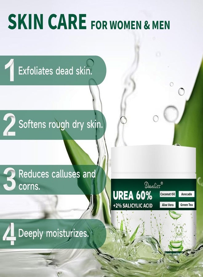 Danliss Urea Cream 60% with 2% Salicylic Acid - Unscented 60 Percent Urea Maximum Strength for Dry, Cracked Heels, Hands, Knees, and Elbows. Dead Skin Remover & Callus Repair Treatment 6.35 oz - Image 4