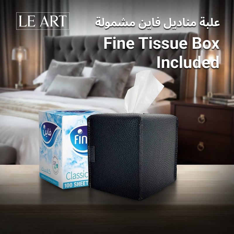 LEART Leather Tissue Box Cover Holder – Home Decorations for Living Room, Bedroom and Office, Tissue Box Cover for Car (Black Cube) - Image 3