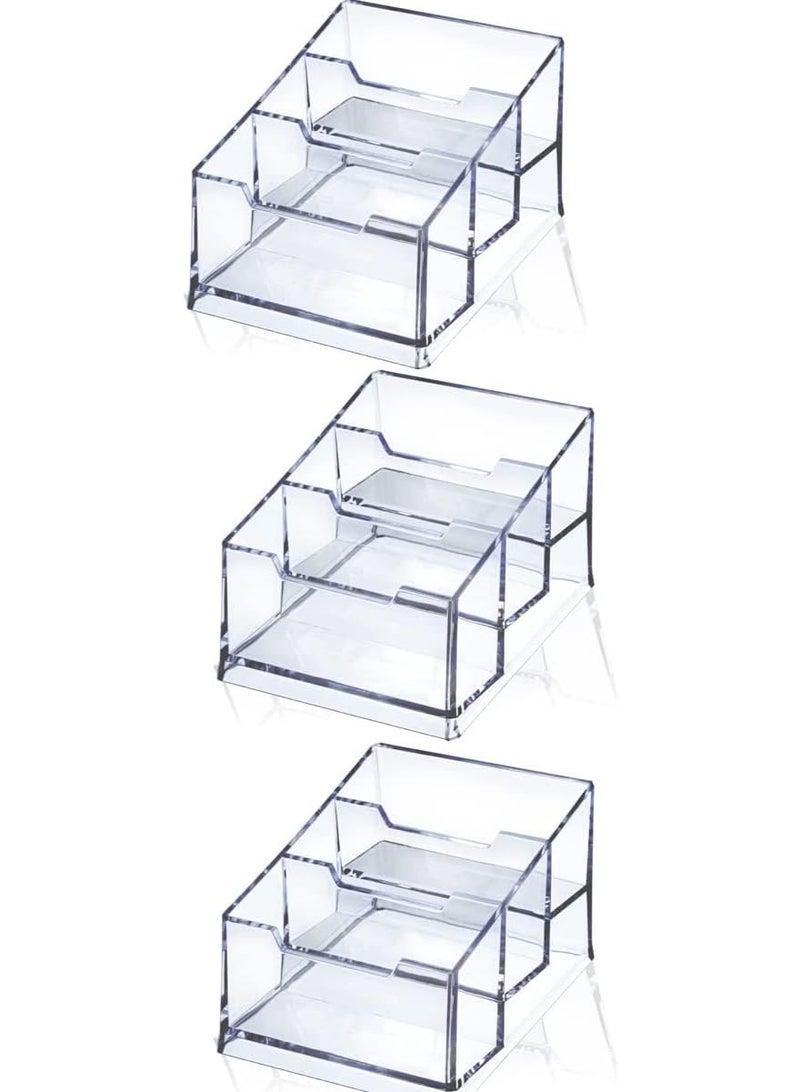 Excefore حامل بطاقات الأعمال الأكريليكي الشفاف 3 عبوات، حامل بطاقات الأعمال الأكريليكي الشفاف ثلاثي الطبقات الممتاز يناسب 150 بطاقة أعمال - Image 1