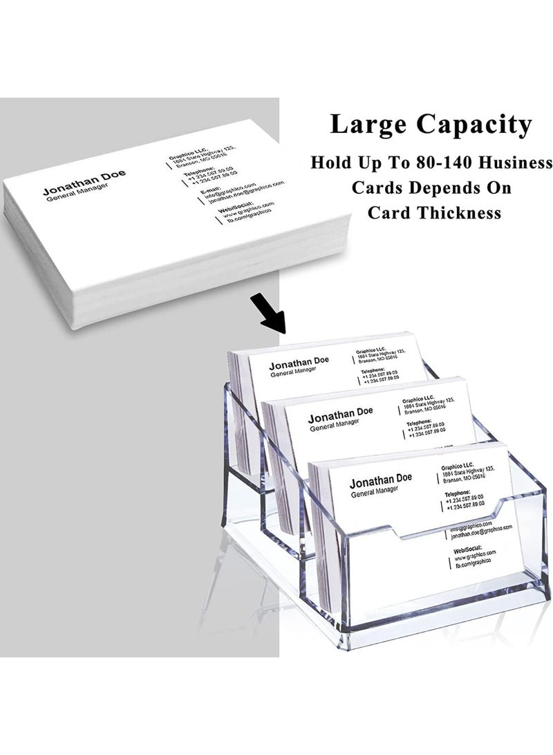 Excefore حامل بطاقات الأعمال الأكريليكي الشفاف 3 عبوات، حامل بطاقات الأعمال الأكريليكي الشفاف ثلاثي الطبقات الممتاز يناسب 150 بطاقة أعمال - Image 2