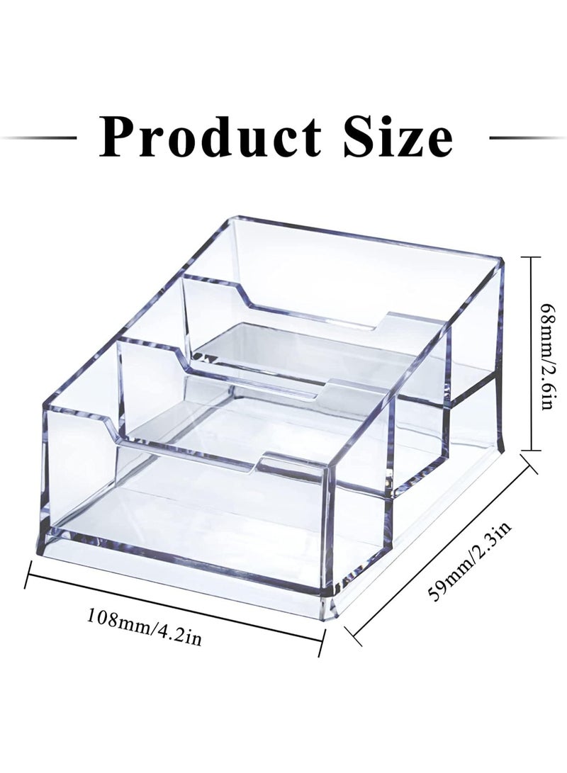 Excefore حامل بطاقات الأعمال الأكريليكي الشفاف 3 عبوات، حامل بطاقات الأعمال الأكريليكي الشفاف ثلاثي الطبقات الممتاز يناسب 150 بطاقة أعمال - Image 3