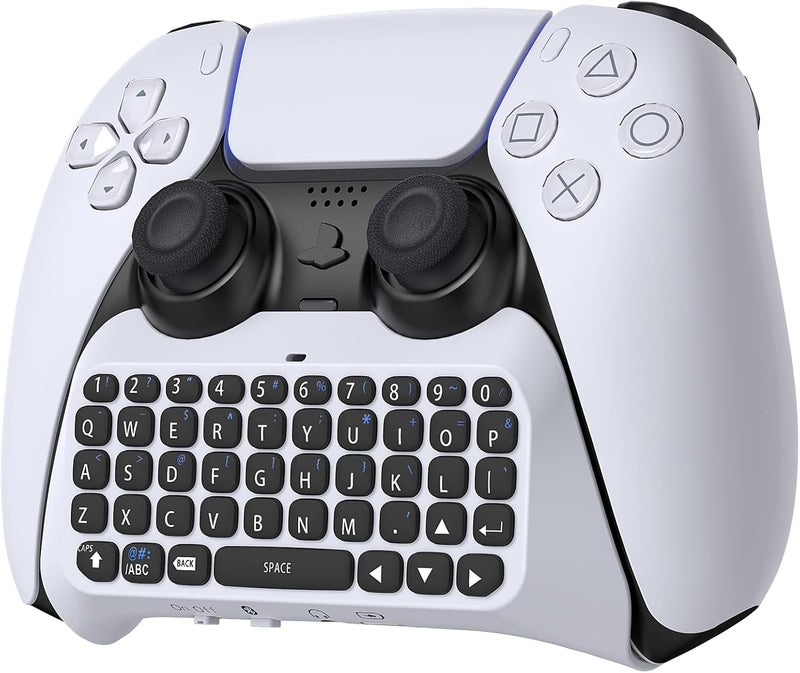 MENEEA اللاسلكي وحدة التحكم لوحة المفاتيح ل PS5، بلوتوث 3.0 ميني المحمولة لعبة لوحة الدردشة مع مكبر صوت مدمج و 3.5 ملم صوتي جاك ل بلاي ستيشن 5 لوحة الدردشة الصوتية للرسائل والألعاب الدردشة الحية - Image 1