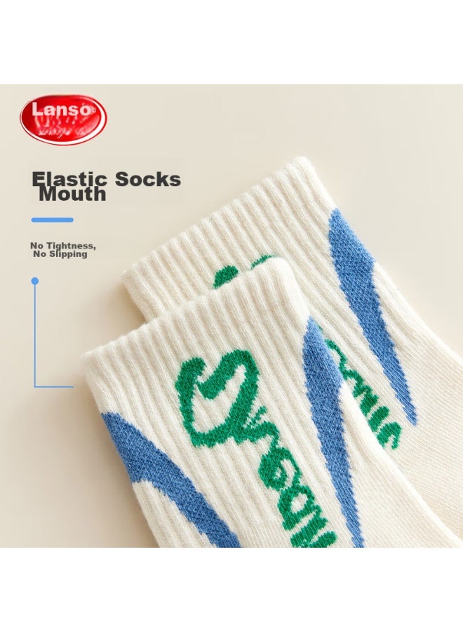 LANG SHA Langsha Children's Socks Boys Autumn And Winter Mid-tube Cotton Socks For Big Boys And Teenagers Trendy Sports Student Socks 5 Pairs Pack - Image 5