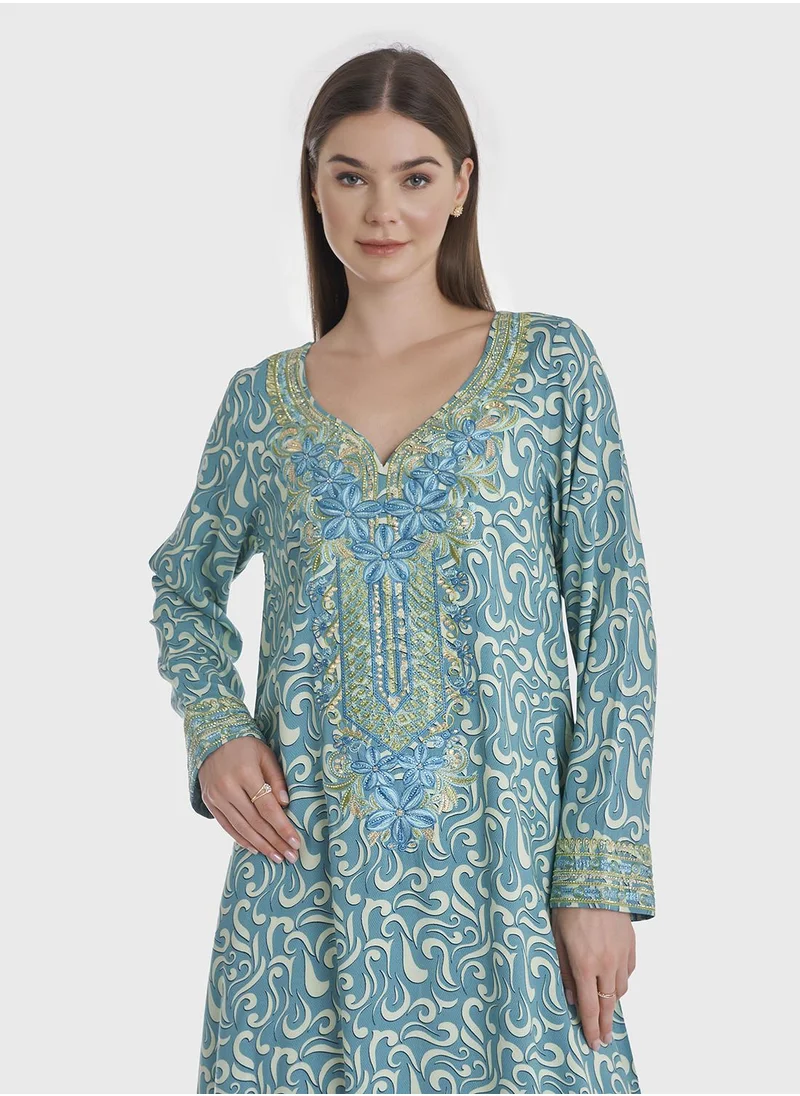 KASHKHA Viscose Printed Jalabiya