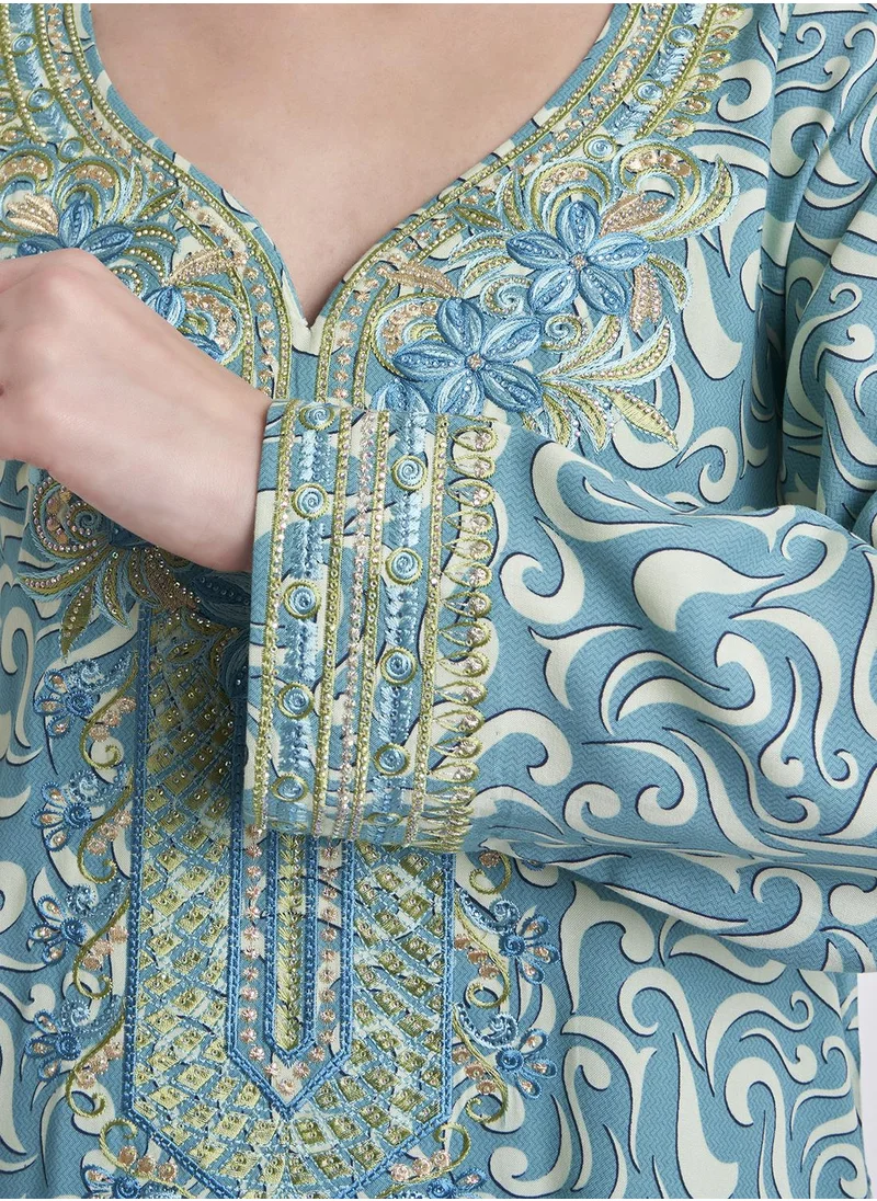 KASHKHA Viscose Printed Jalabiya