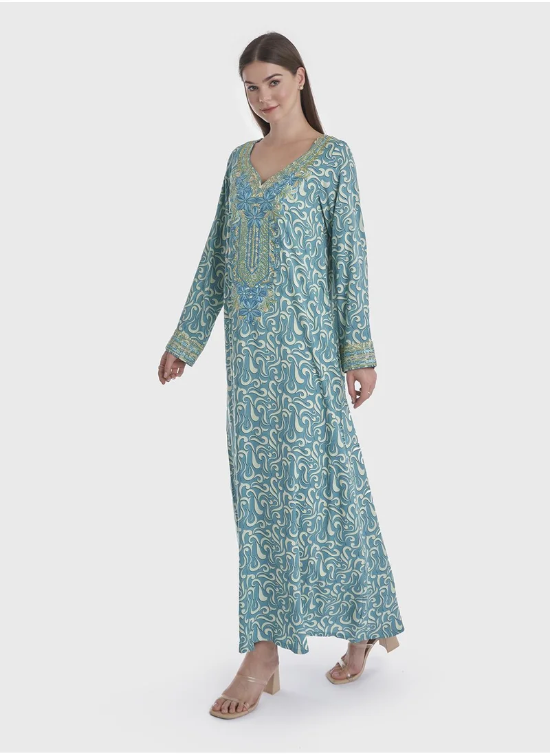 KASHKHA Viscose Printed Jalabiya