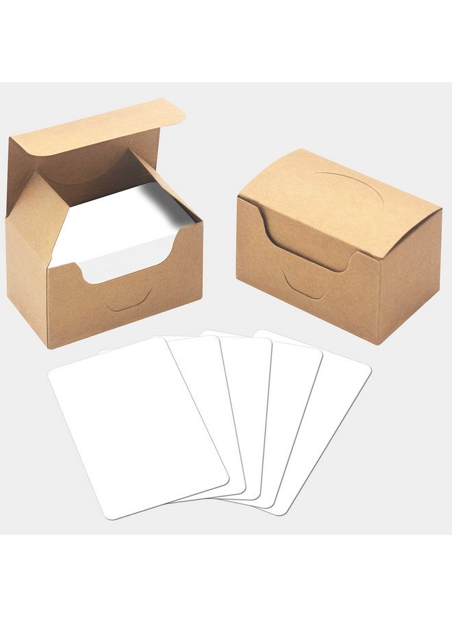 Vantasii 200 Pcs Blank White Kraft Paper Round Corner Flash Word Message Gift Index Card (3.5” X 2.1”) - Image 1