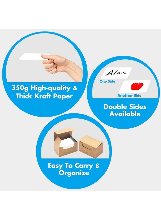 Vantasii 200 Pcs Blank White Kraft Paper Round Corner Flash Word Message Gift Index Card (3.5” X 2.1”) - Image 4