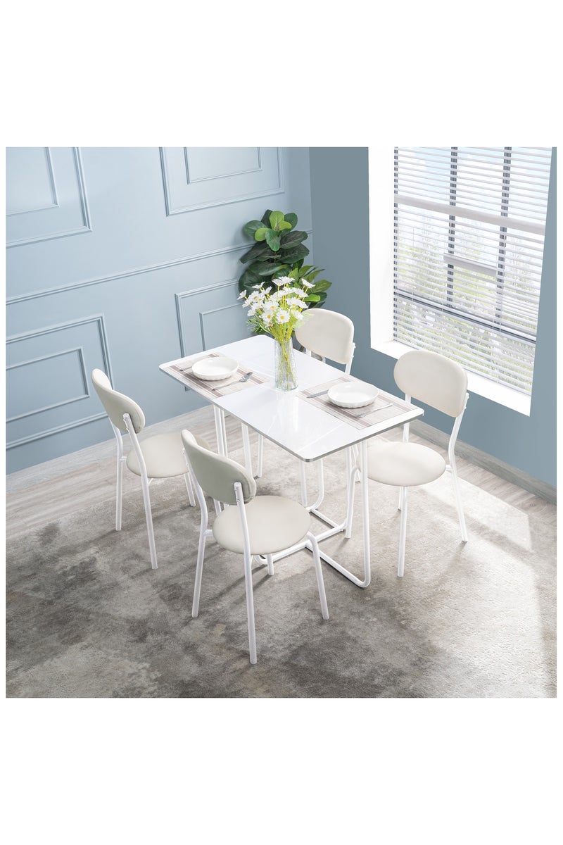 هيكسدريم طقم طاولة طعام، طاولة طعام عصرية مع 4 كراسي، أثاث مطبخ عصري، مناسب للمنزل، المطعم، الشقة - Image 1