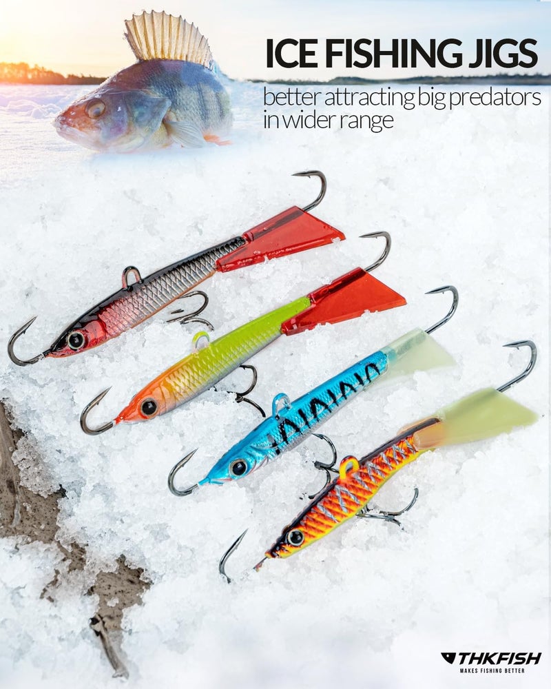 THKFISH Ice Fishing Lures Ice Fishing Jigs Ice Fishing Gear Hard Fishing Lures and Jigs Walleye Ice Fishing Kit Crappie Panfish Pike Jigs,14/26/40PCS - Image 4