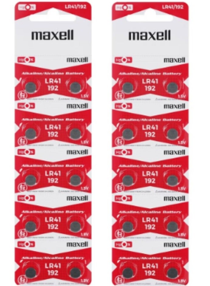 ماكسل 20 قطعة من بطاريات ماكسيل LR41 (192) AG3 القلوية 1.5 فولت - Image 1