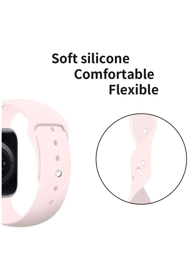 Generic - Compatible with Apple Watch Band 42mm 44mm 45mm, Soft Silicone Sport Strap Replacement Bands Compatible with Watch Series 7/6/5/4/3/2/1/SE- Pink - Image 1