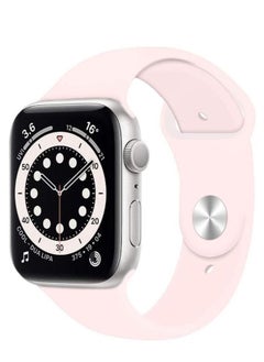 Compatible with Apple Watch Band 42mm 44mm 45mm, Soft Silicone Sport Strap Replacement Bands Compatible with Watch Series 7/6/5/4/3/2/1/SE- Pink