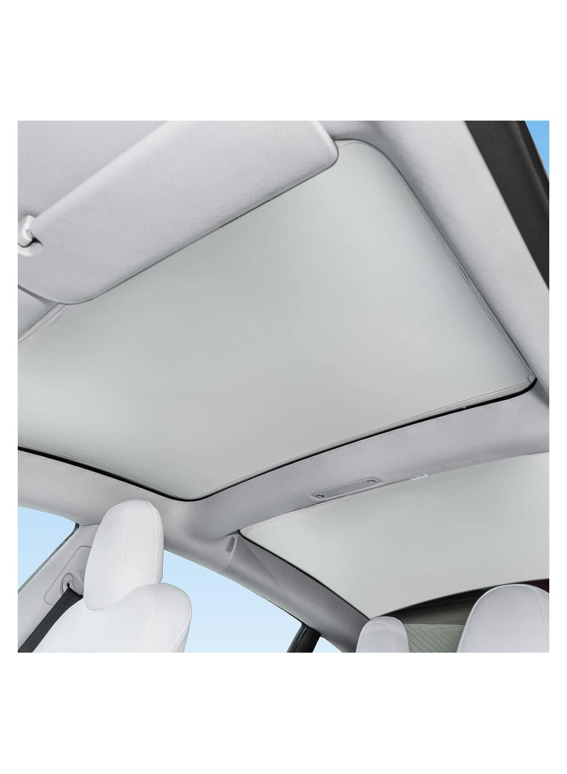 SYOSI Tesla Model 3 Roof Sunshade, Won't Sag Foldable Roof Sun Shade, Sun Protection Heat Insulation Cover Sunroof Shade for Tesla 2020 to 2022 Model 3 Car Accessory Skylight Glass Shade Sun Blocking - Image 1