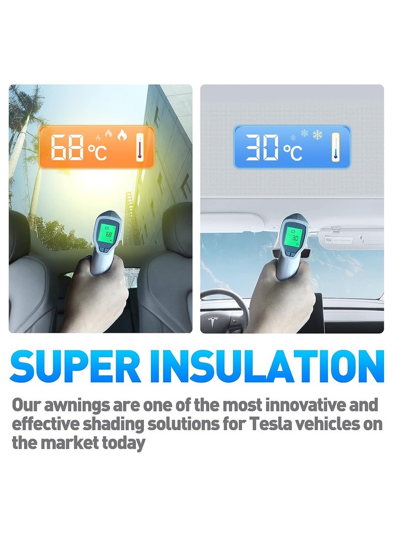 SYOSI Tesla Model 3 Roof Sunshade, Won't Sag Foldable Roof Sun Shade, Sun Protection Heat Insulation Cover Sunroof Shade for Tesla 2020 to 2022 Model 3 Car Accessory Skylight Glass Shade Sun Blocking - Image 2