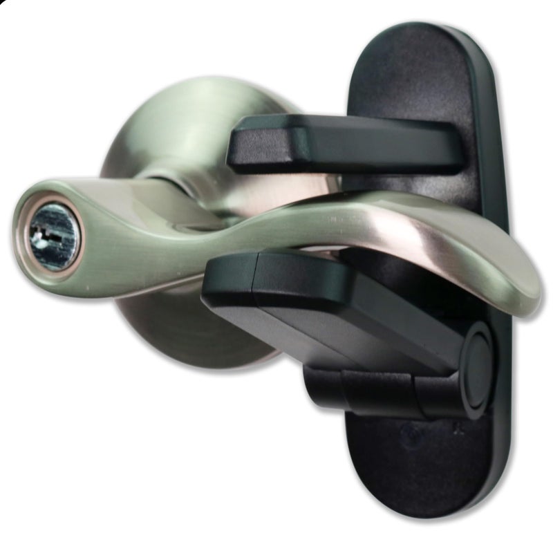 Door Lever Lock 2 Pack Prevents Toddlers from Opening Doors 325 L 15 W 45 H Easy One Hand Operation for Adults Durable ABS with 3M Adhesive Backing Simple Install Black