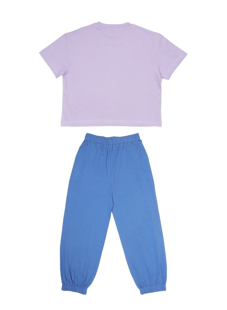 AIKO AIKO - Kids Short Sleeve Purple T-Shirt with Jogger Set 11-12Years - Image 3