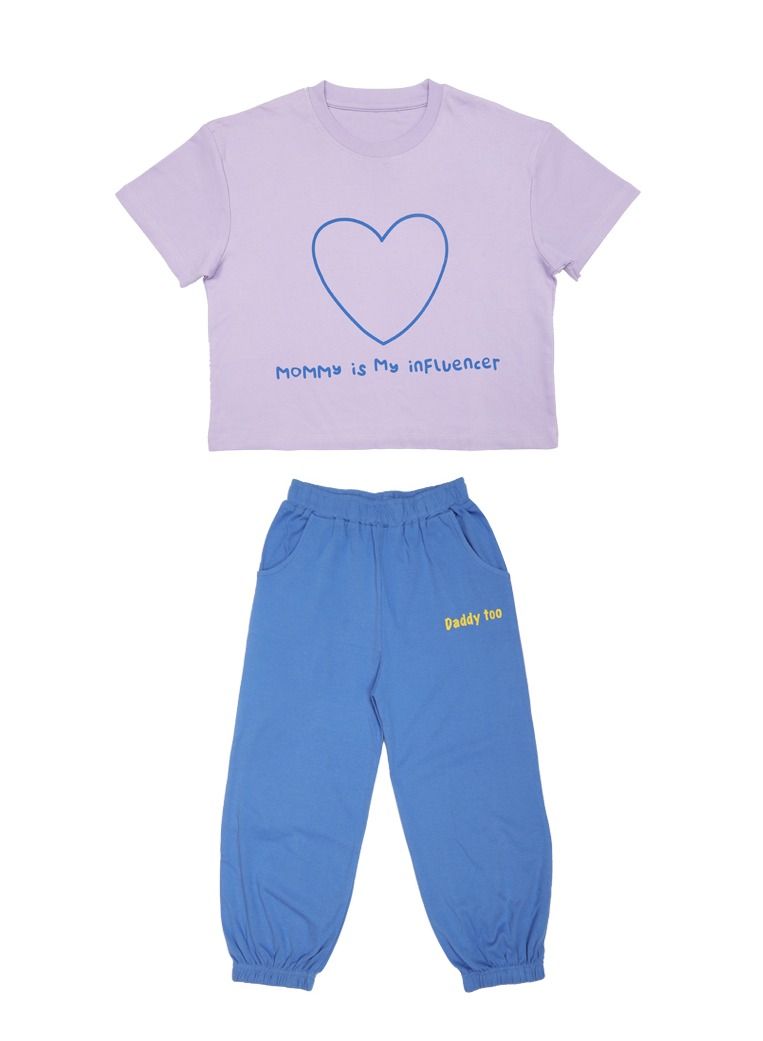 AIKO AIKO - Kids Short Sleeve Purple T-Shirt with Jogger Set 11-12Years - Image 1