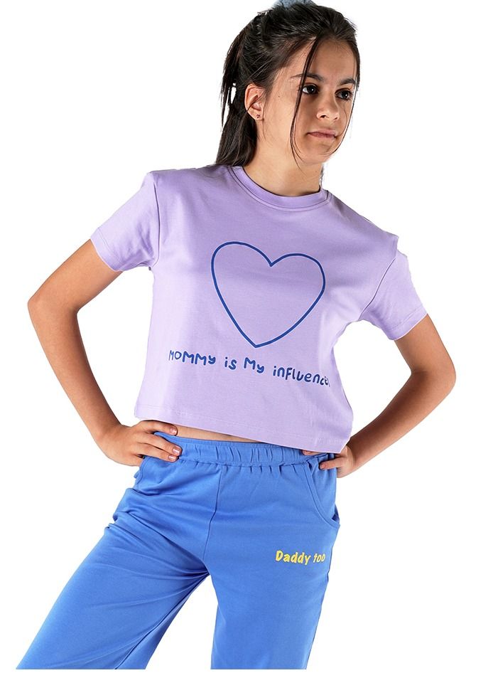 AIKO AIKO - Kids Short Sleeve Purple T-Shirt with Jogger Set 11-12Years - Image 4