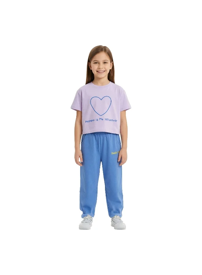 ايكو AIKO - Kids Short Sleeve Purple T-Shirt with Jogger Set