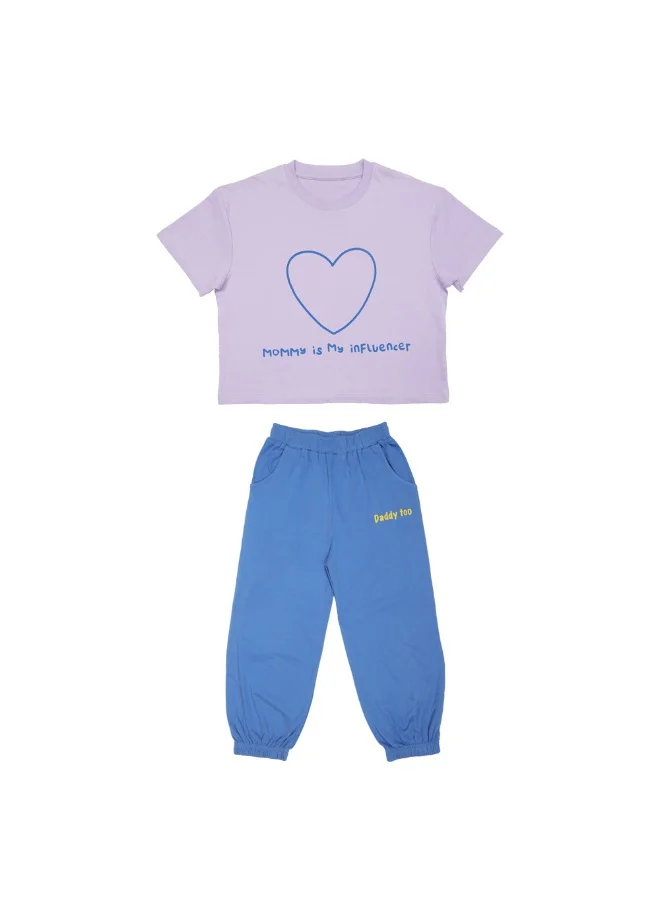 ايكو AIKO - Kids Short Sleeve Purple T-Shirt with Jogger Set