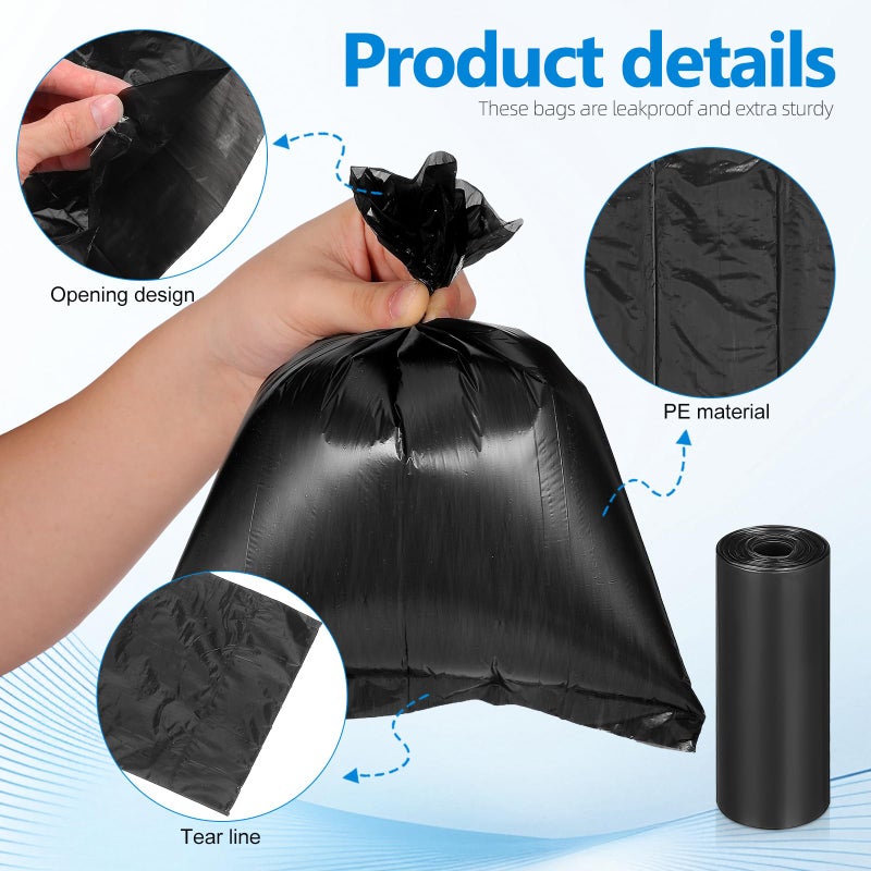 أكياس نفايات صغيرة ١٠٠ قطعة، سوداء، أكياس نفايات محمولة للكلاب، لأحواض القمامة الصغيرة، للاستخدام الخارجي للحيوانات الأليفة، بطانة سطح المكتب - Image 4