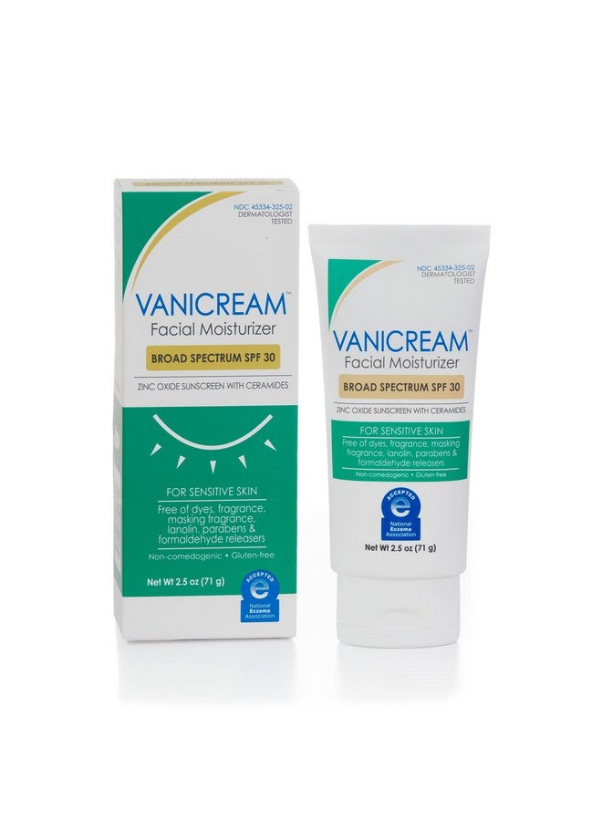 فانيكريم مرطب الوجه Vanicream بعامل حماية من الشمس SPF 30 - واقي شمسي معدني - 2.5 أونصة سائلة - مركب بدون مهيجات شائعة لأصحاب البشرة الحساسة - Image 1