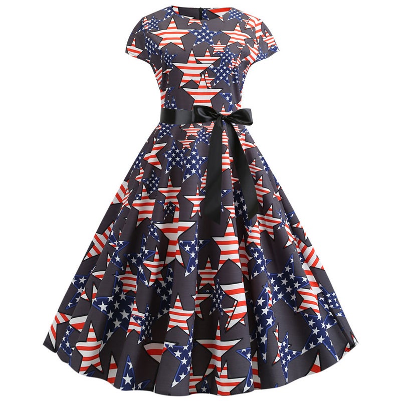 Musical Note Print A-Line Dress Summer Casual Flowy Midi Dress - Image 5