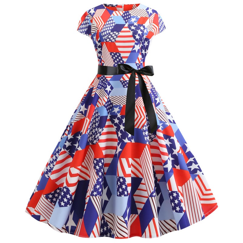 Musical Note Print A-Line Dress Summer Casual Flowy Midi Dress - Image 4