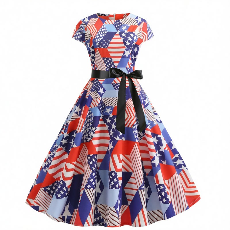 Musical Note Print A-Line Dress Summer Casual Flowy Midi Dress - Image 2