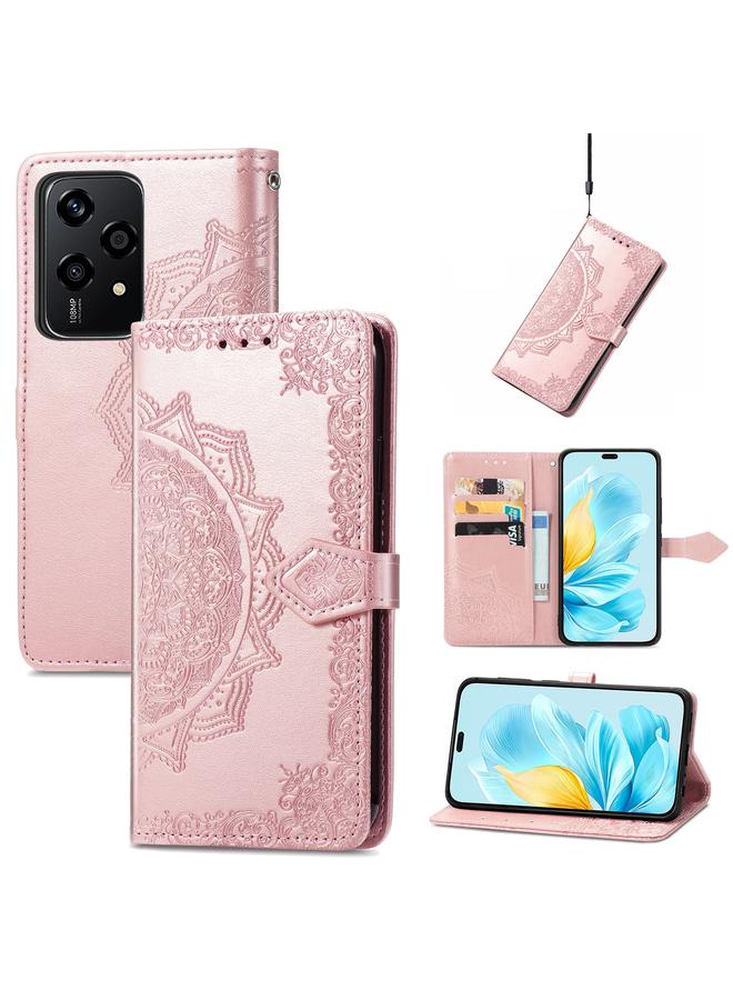 زبون جراب هاتف Honor 200 Lite Global من الجلد المنقوش بزهرة ماندالا - Image 1