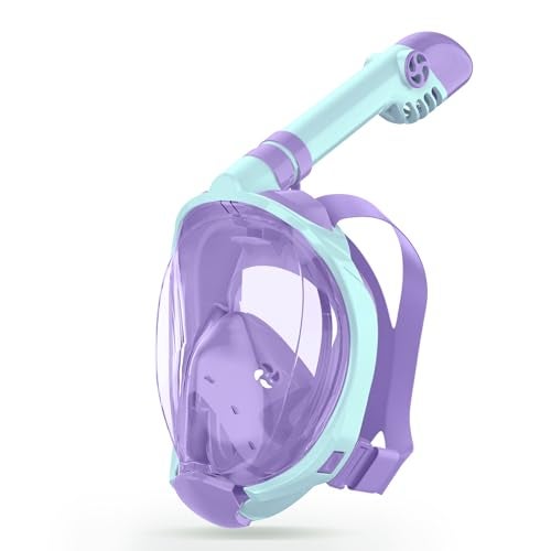 Greatever Snorkeling Gear for Kids Ideal Gifts of Kids Snorkel Mask Macaron Candy Dual Color Full Face Snorkel Mask with Camera Mount Safe Breathing for Enchanting Travel - Image 1