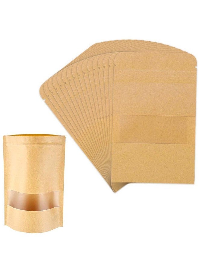 Deera Stand Up Ziplock Reusable Airtight Kraft Paper Storage Pouch (Brown)(200mmX300mm)(Pack of 50) - Image 1