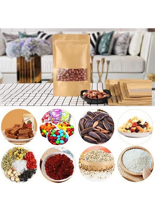 Deera Stand Up Ziplock Reusable Airtight Kraft Paper Storage Pouch (Brown)(200mmX300mm)(Pack of 50) - Image 3