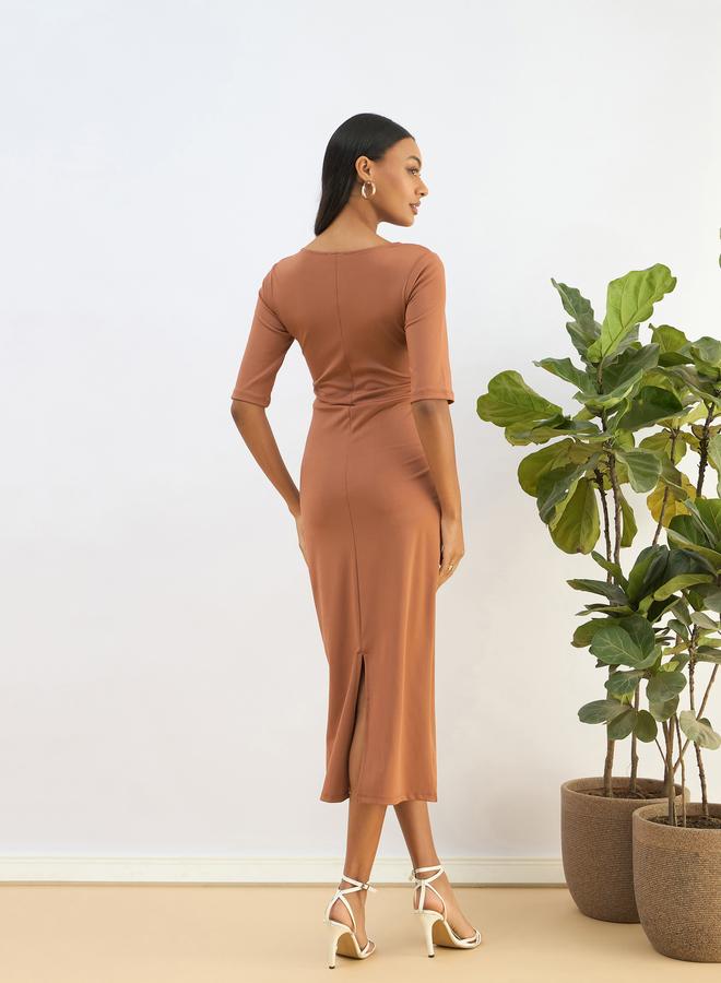 ساسافراس فستان ميدي ضيق بياقة مربعة - Image 5