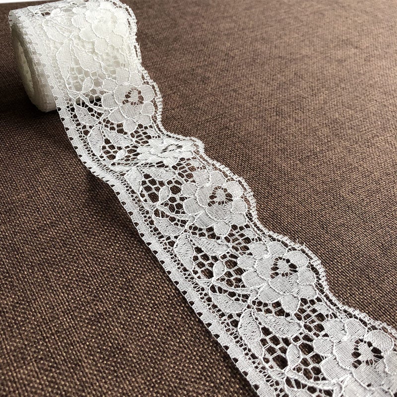 Lace Realm 25 Inches Wide Lace White Lace Trim Ribbon Vintage Scalloped Edge Lace for Bridal Wedding Decoration Christmas Package DIY Sewing Craft  10 Yards 6616 White