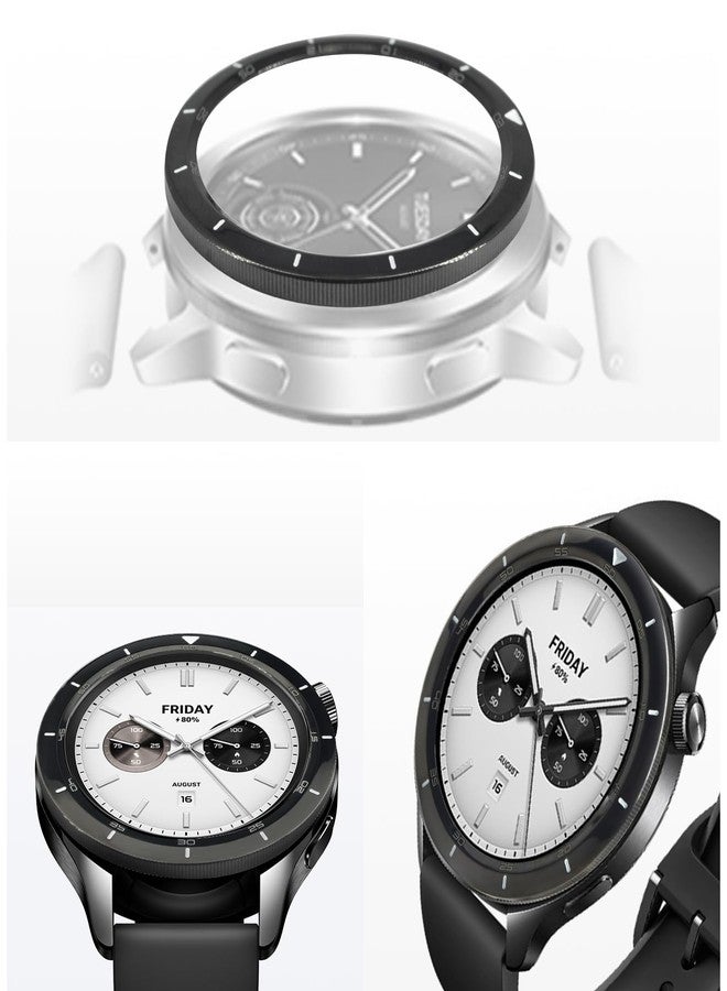 XBERSTAR Stainless Steel Bezel Ring for Xiaomi Watch S4/S3 - Black Scale Design - Image 2
