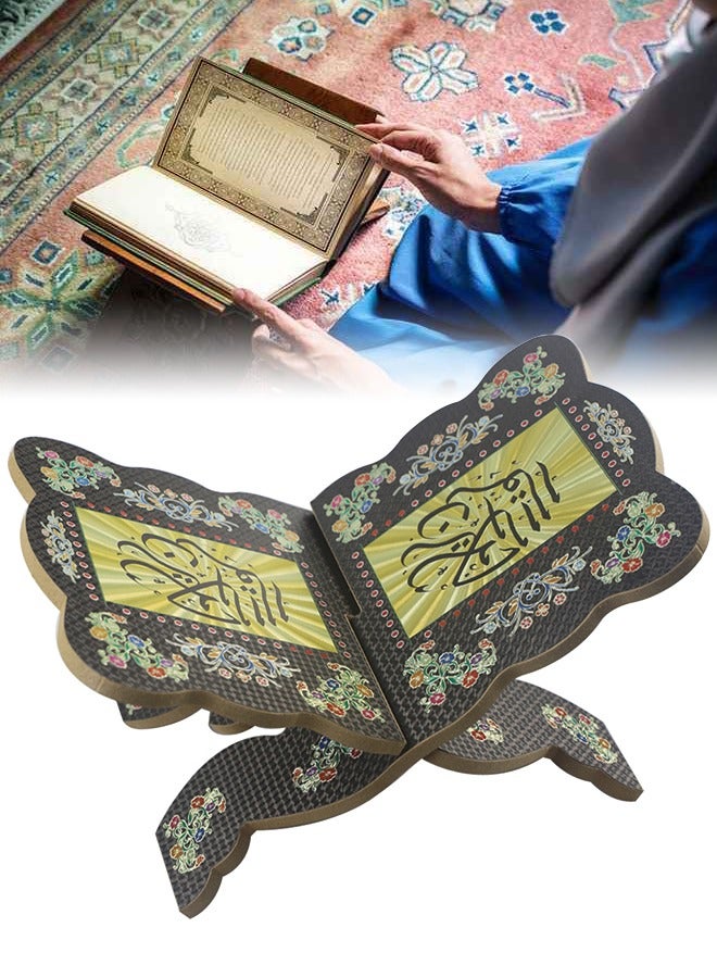 Durable Wooden Quran Stand Premium Quran Holder with Exquisite Painted Patterns Portable Detachable Prayer Book Stand for Daily Use High-quality Ramadan Reading Shelf for Home, Office, Travel - Image 1