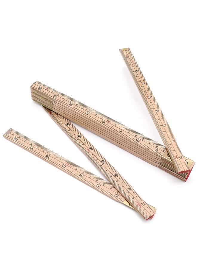 Wood Folding Rule, 6.5FT 2M Foldable Ruler with Inch and Metric Measurements for Carpenters - Image 2