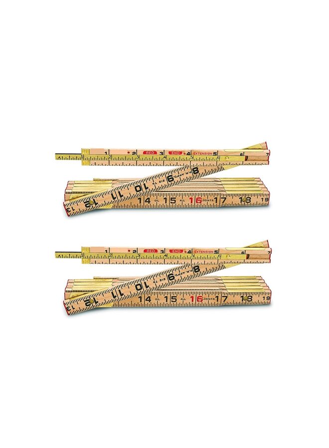 Wood Folding Rule, 6.5FT 2M Foldable Ruler with Inch and Metric Measurements for Carpenters - Image 1