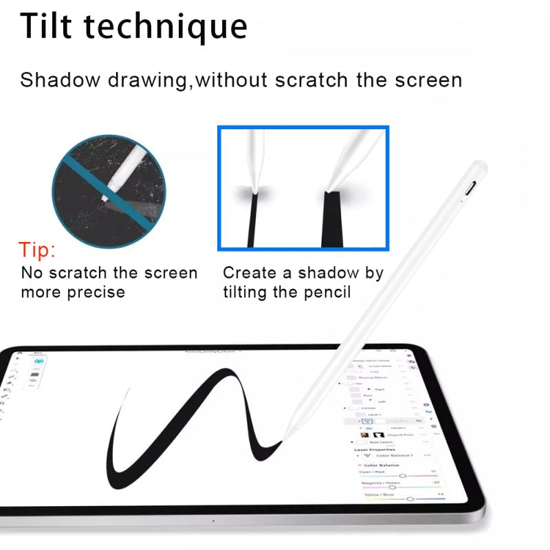 Digital Pen: White, 13 Hours Working Time, 180 Days Standby, No BT Activation - Tilt For Shadow Drawing, Type-C Charger for 2018+ iPad Models ≥A1876 & Type-C Devices - Image 5