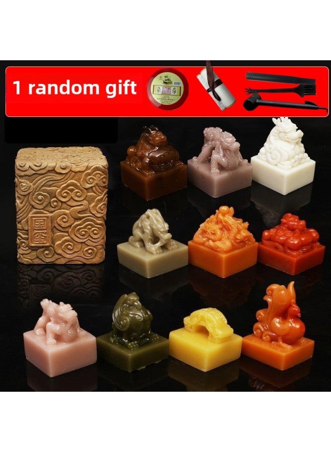 Pinot Archaeological Excavation Blind Box Imperial Seal Ancient Emperor Jade Seal Running Water Jade Hand Excavation Gem Toy-Color:On-site Version Of Spot Color [random 1] To Send Ink Pad Scroll + Tools Full Set  - Image 1
