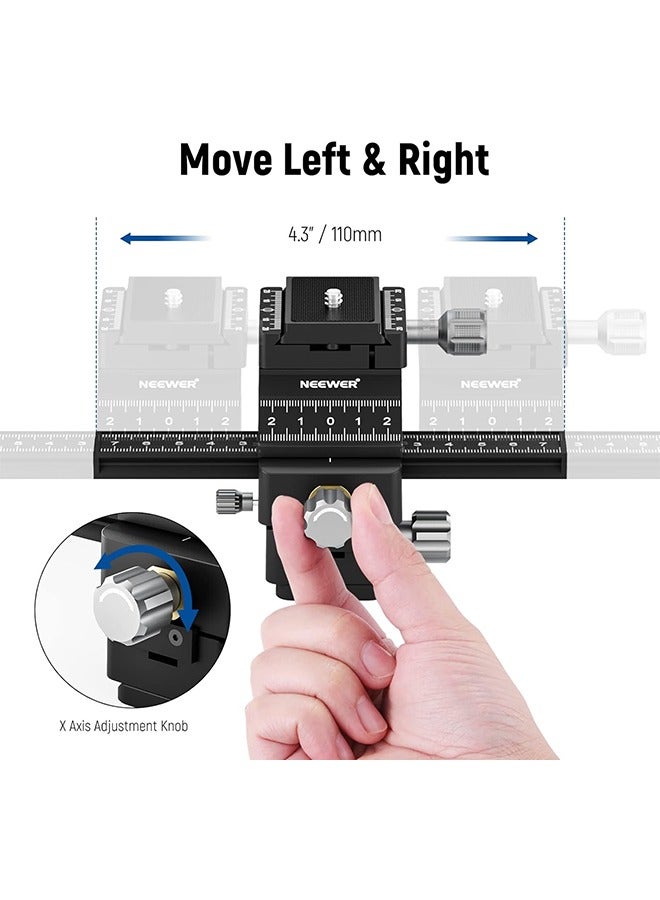 NEEWER 4-Way Macro Focusing Rail Slider with Quick Release Plate, 1/4”-20 Thread for Macro Photography and Close-Up Shooting, Compatible with Canon Nikon Fujifilm Sony DSLR Mirrorless Camera - Image 3