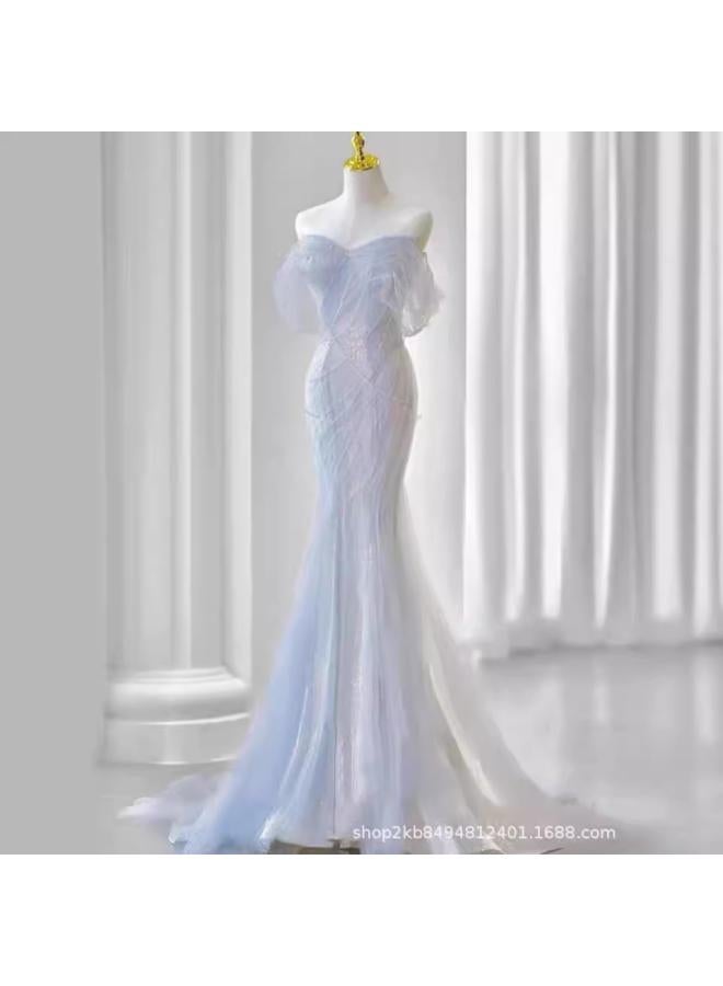 VUELO Banquet Evening Dress Dress New Style Off-shoulder Art Test Music Students Elegant Temperament Annual Meeting Dress Long - Image 1