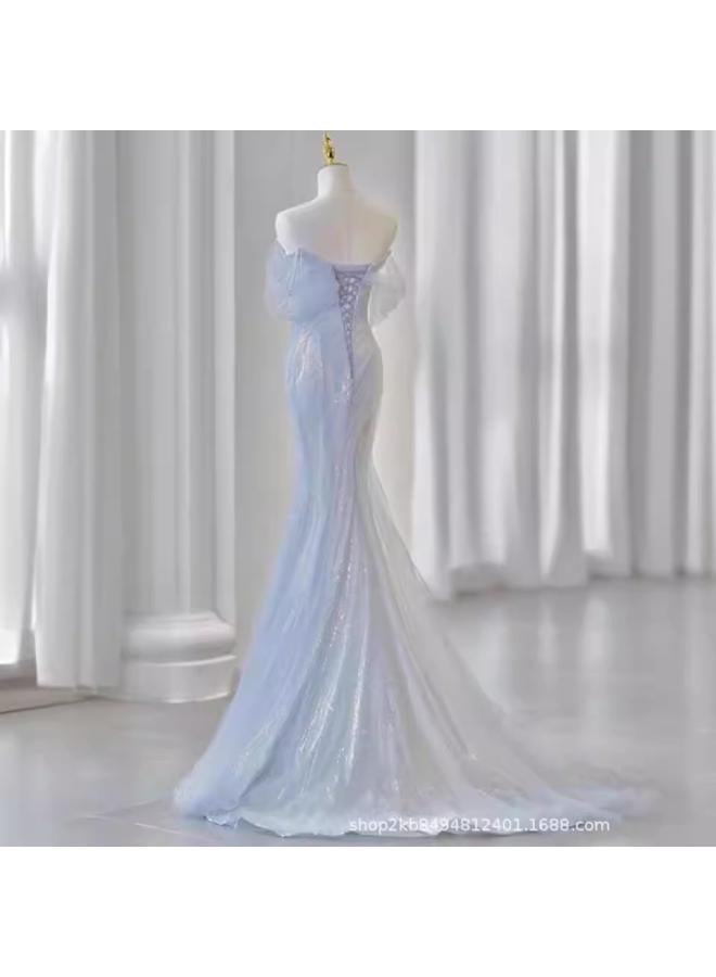 VUELO Banquet Evening Dress Dress New Style Off-shoulder Art Test Music Students Elegant Temperament Annual Meeting Dress Long - Image 2