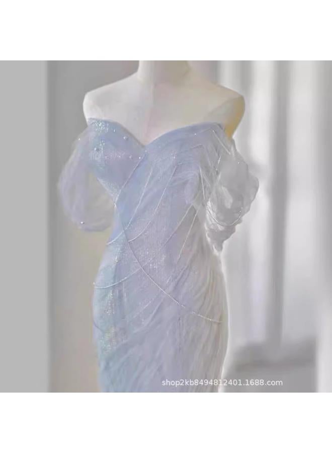 VUELO Banquet Evening Dress Dress New Style Off-shoulder Art Test Music Students Elegant Temperament Annual Meeting Dress Long - Image 3